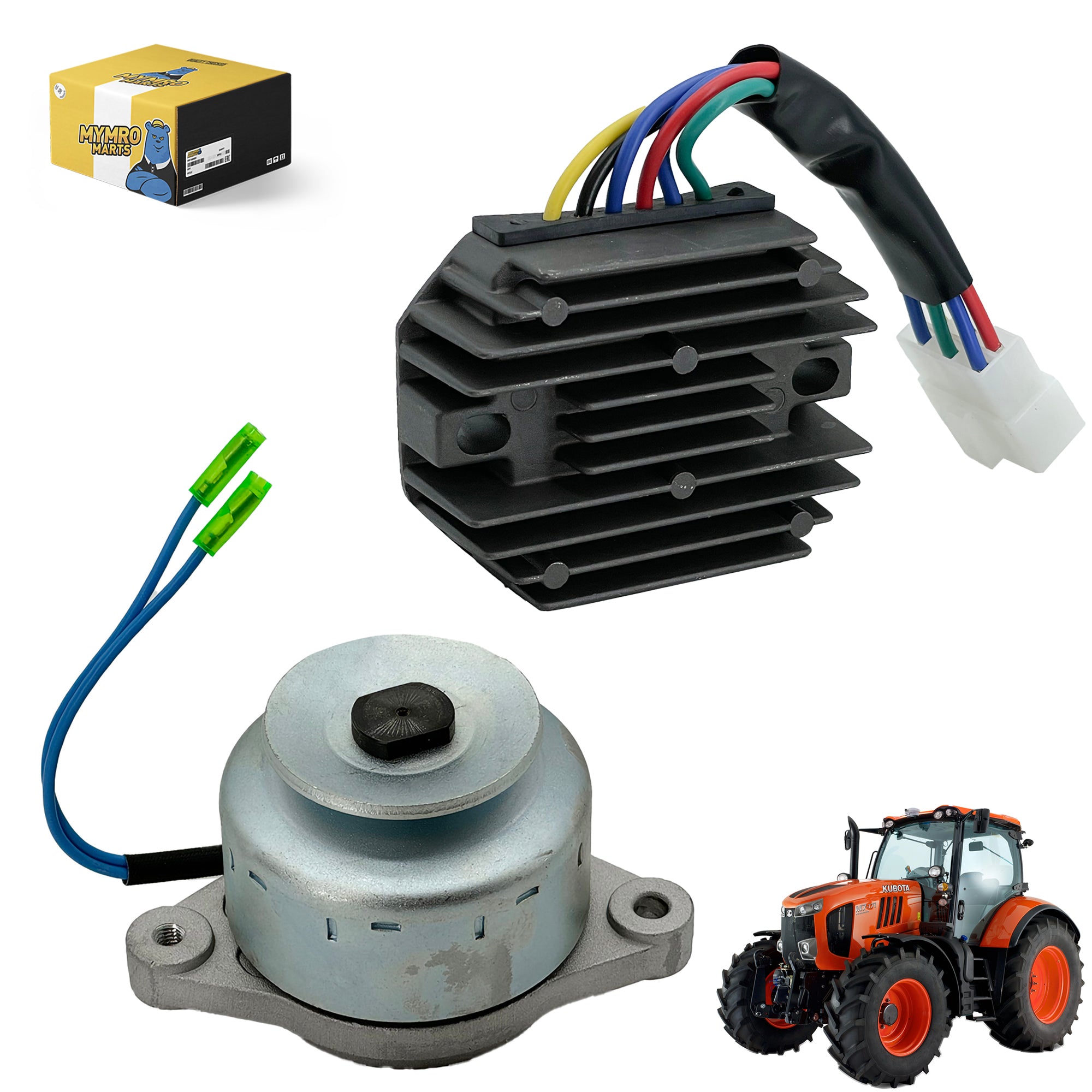 thumbnail image 2 of Alternator With Rectifier For Kubota B5100, B6100, B7200, B8200, B9200 Tractors - 15531-64017 / 15531-64010 2 of 6