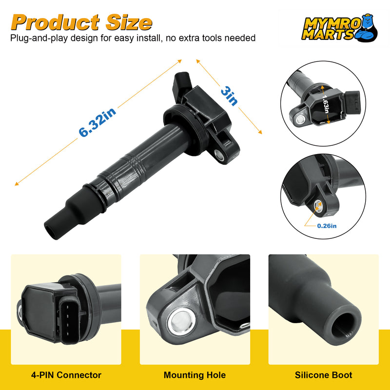 Indlæs billede i Gallery Viewer, Set of 6 Ignition Coil Pack UF495 C1426 5C1419 For Toyota Tundra 4Runner FJ Cruiser Hiace Solara, Compatible with Scion xB 1.8L L4 2.4L 2.7L 4.0L V6 4.7L V8 - Electrical Parts > Other Electrical Parts > Solenoid Valve Coil from MyMROmarts