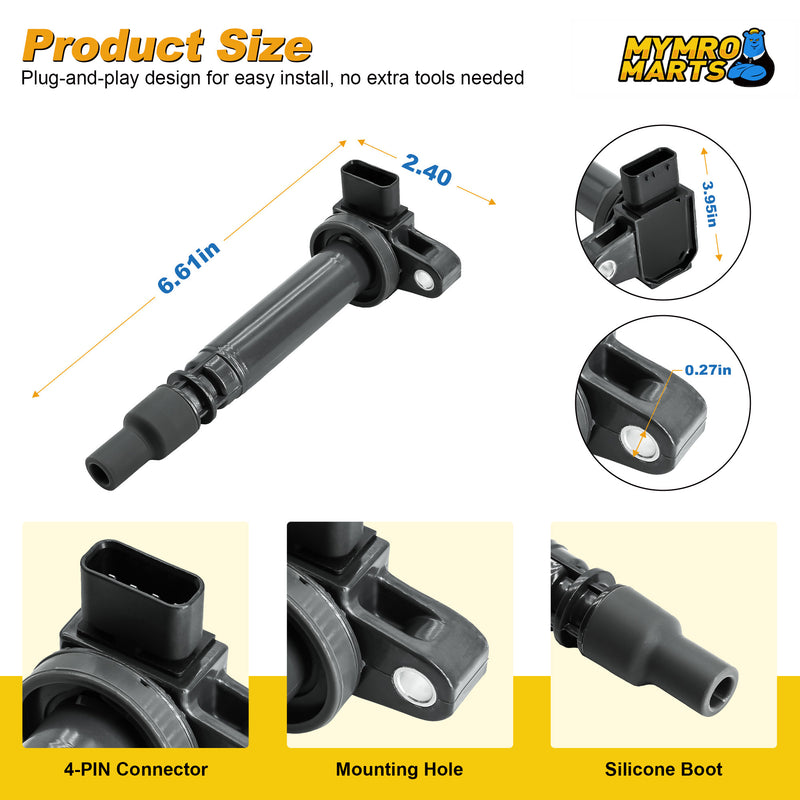 Load image into Gallery viewer, Set of 4 Ignition Coil UF323 C1305 90919-02237 Compatible with Toyota 2000-2004 Tacoma 2.4L 2.7L L4 2000-2004 - Electrical Parts > Other Electrical Parts > Solenoid Valve Coil from MyMROmarts