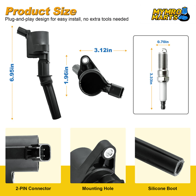 Load image into Gallery viewer, Set of 8 Ignition Coil Pack Iridium Spark Plug Pack DG508 For Ford Lincoln Mercury F150 F250 F350 E150 E250 Expedition Mustang Lincoln 4.6L 5.4L - Electrical Parts > Other Electrical Parts > Solenoid Valve Coil from MyMROmarts