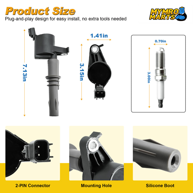 Cargue la imagen en el visor de la galería, Set of 8 Ignition Coil Pack DG521 3Z12029A Platinum Spark Plug SP509 For Ford Mustang Expedition Explorer F150 Super Duty F250 F350 F450 F550 F650 F750 F53 F59 4.6L 5.4L 6.8L 8L - Electrical Parts > Other Electrical Parts > Solenoid Valve Coil from MyMROmarts