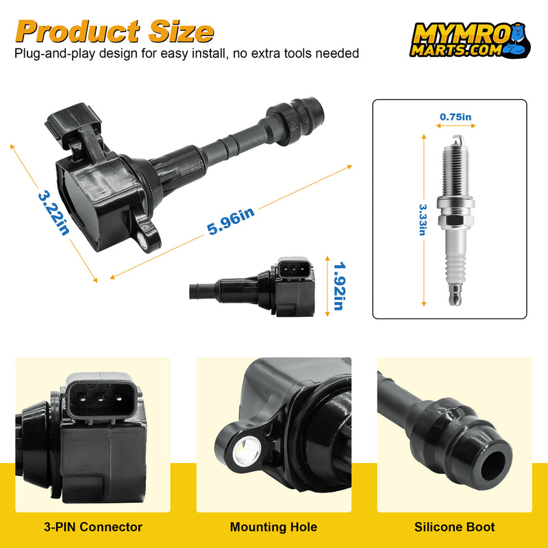 Cargue la imagen en el visor de la galería, 6PCS Ignition Coil UF349 C1406 & Double Iridium Spark Plug 224018H515 For Nissan Altima Maxima Murano Frontier Quest XTERRA Pathfinder NV1500 NV2500 NV3500/Infiniti l35 QX4/Suzuki Equator V6 - Electrical Parts > Other Electrical Parts > Solenoid Valve Coil from MyMROmarts