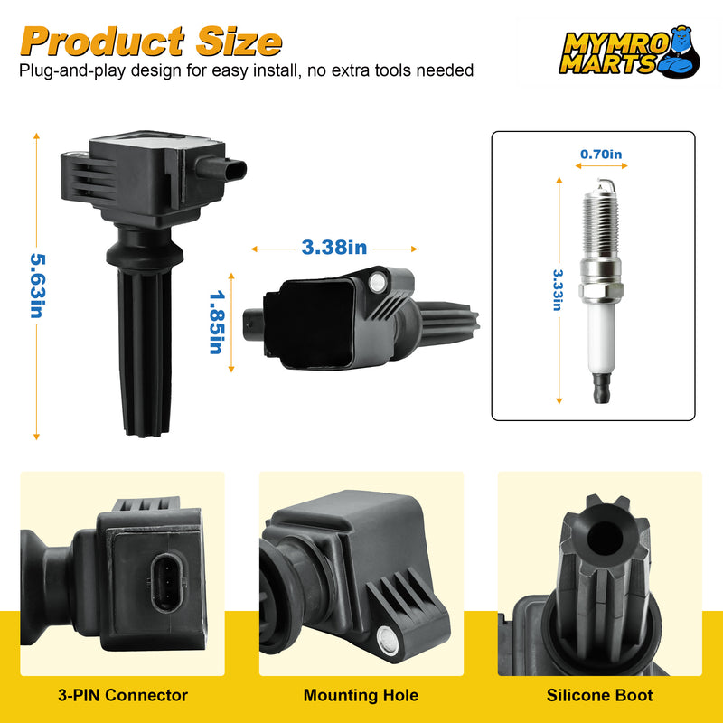 Cargue la imagen en el visor de la galería, 4PCS Ignition Coil UF670 DG546 5C1873 & 4PCS Double Iridium Spark Plug LTR6BHX for Ford Focus Edge Escape Explorer Fusion Mustang Taurus EcoSport/Jaguar F-Pace XE XF/Lincoln MKC MKT MKZ/Land Rover LR2 - Electrical Parts > Other Electrical Parts > Solenoid Valve Coil from MyMROmarts