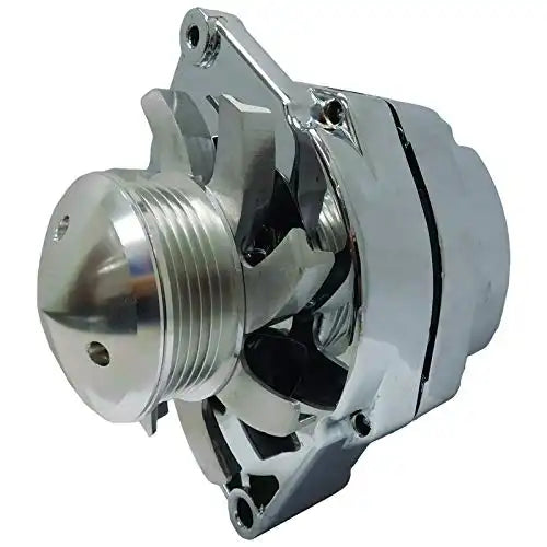 Load image into Gallery viewer, New Alternator Chrome Plated Replacement For High Output 110A W/Billet Custom 6 Groove Pulley Self Exciting (Low Cut In) 1105360, 1876680, 1976063, 1979863, 1979865 - Electrical Parts > Alternator from MyMROmarts