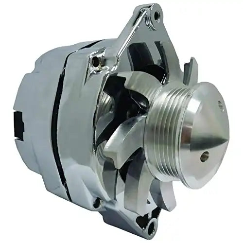 Load image into Gallery viewer, New Alternator Chrome Plated Replacement For High Output 110A W/Billet Custom 6 Groove Pulley Self Exciting (Low Cut In) 1105360, 1876680, 1976063, 1979863, 1979865 - Electrical Parts > Alternator from MyMROmarts