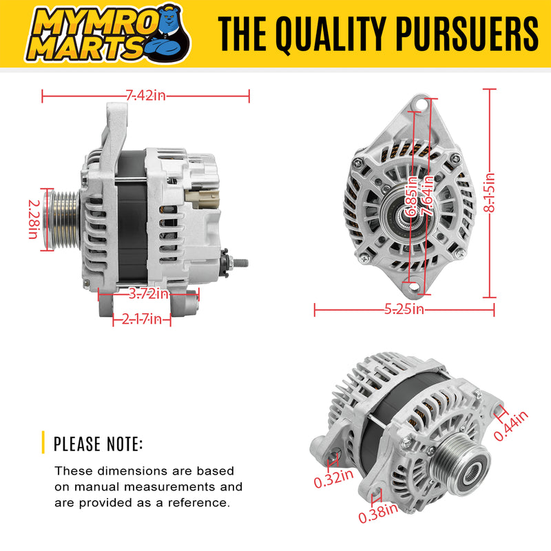 Load image into Gallery viewer, Alternator 04801490AA for Dodge Journey L4 2.4L 2360cc 2009-2020, Replace 11440, A002TX0281, A2TX0281, AL6480X, 11440N, 4801490AA, 4801490AC, 4801490AD (12V 160A CW 6-Grooves) from MyMROmarts