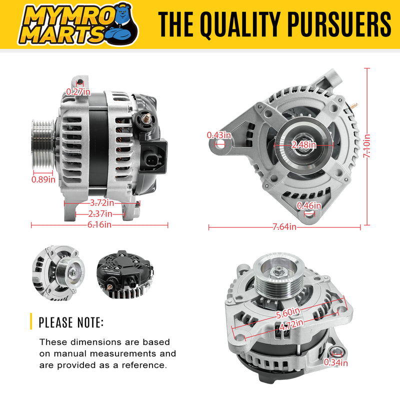 Cargue la imagen en el visor de la galería, Alternator 11243 11294 11295 Fits 2010 Chrysler Town & Country 3.3L/3.8L, 2010 Dodge Grand Caravan 3.3L/3.8L, 2007-2008 Jeep Wrangler 3.8L - Electrical Parts > Alternator from MyMROmarts