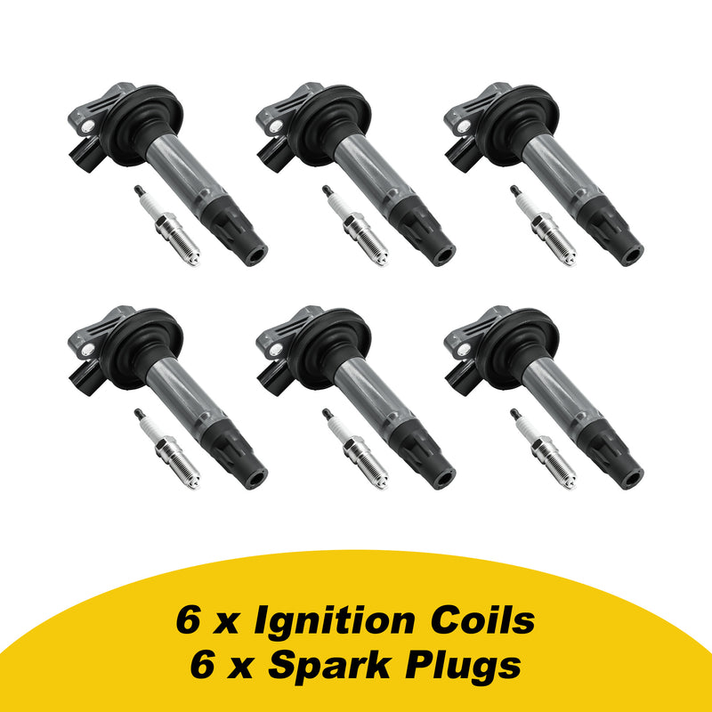Load image into Gallery viewer, Pack of 6 Ignition Coils UF553 Pack and Spark Plugs 5019 LTR5GP UF595 DG520 For Ford F-150 Explorer Taurus Edge Lincoln MKS MKT MKZ MKX Mercury Sable 3.5L 3.7L V6 2008-2016 - Electrical Parts > Other Electrical Parts > Solenoid Valve Coil from MyMROmarts