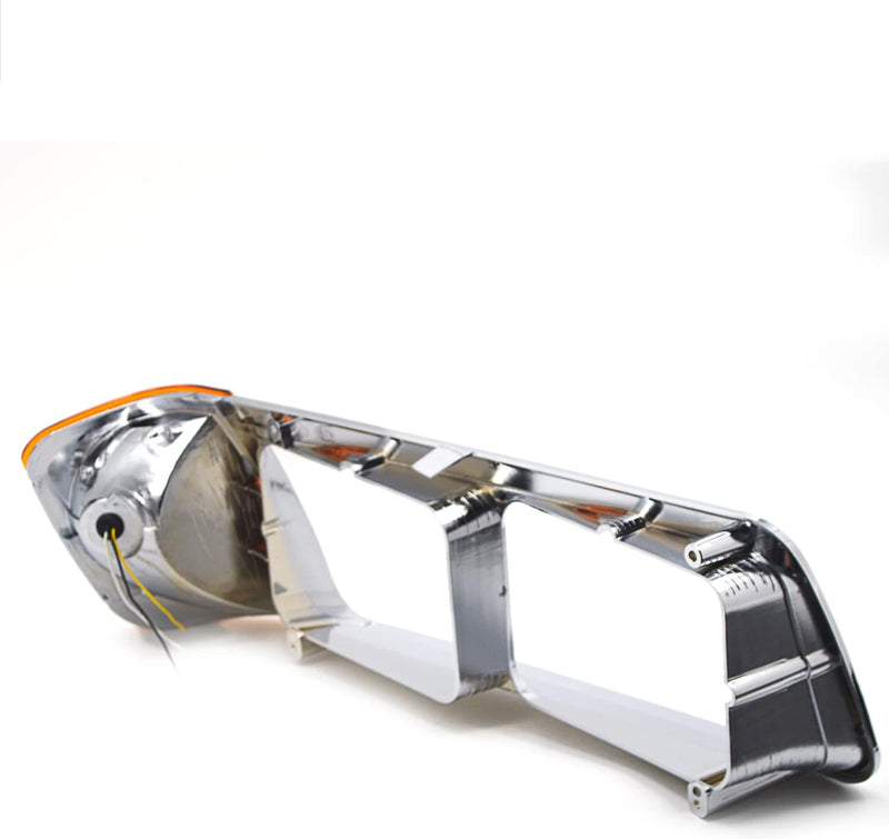 Load image into Gallery viewer, Headlight Bezel PAIR Replacement for 1989-2002 Freightliner FLD semi Trucks with Amber LED Turn Signal Light Assembly DOT SAE Approved Driver Left Passenger Right Side Set 3 Wires (TR039) from MyMROmarts