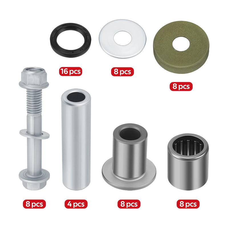 Afbeelding laden in Galerijviewer, 2 Set Front Upper Lower A Arm Bushing Seal Kits & Bolts 52455-07G00 92026-S095 3406-111 for Arctic Cat 2004-2008 400 DVX Kawasaki 2003-2006 KFX400 Suzuki 2003-2014 Quadsport Z 400 from MyMROmarts