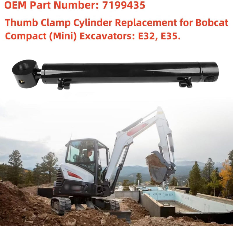 Load image into Gallery viewer, Thumb Clamp Cylinder 7199435 for Bobcat E32 E35 Mini Excavators Rod 1.25" Bore 2.25" Stroke 15.00"