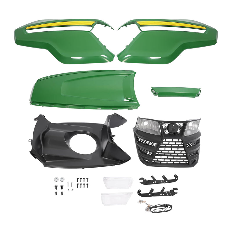 Afbeelding laden in Galerijviewer, Complete Hood Kit Hood Side Panel Upper Hood Front Grille w/Headlight AUC13489 AUC13490 M168883 M168888 For John Deere X300 X304 X310 X320 X350 X370 X384 X394 from MyMROmarts