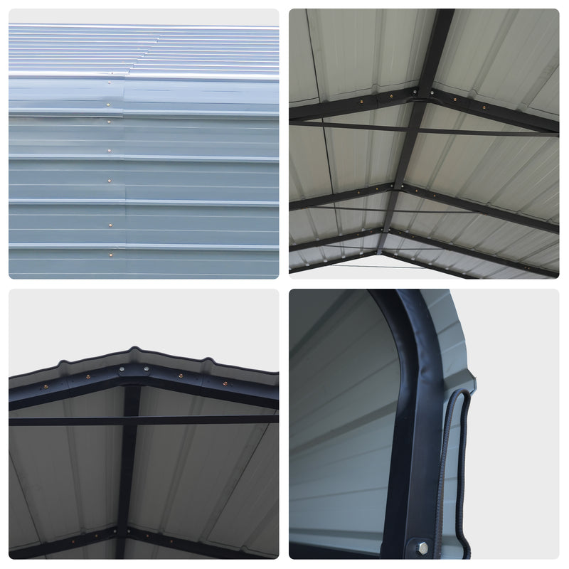 Load image into Gallery viewer, 20'x20' Metal Carports Heavy Duty for 2 Cars Garage, Car Tent Garage with Galvanized Metal Roof, Outdoor Garage Shelter for Car, SUV, Truck and Boats, Grey All Weather - from MyMROmarts