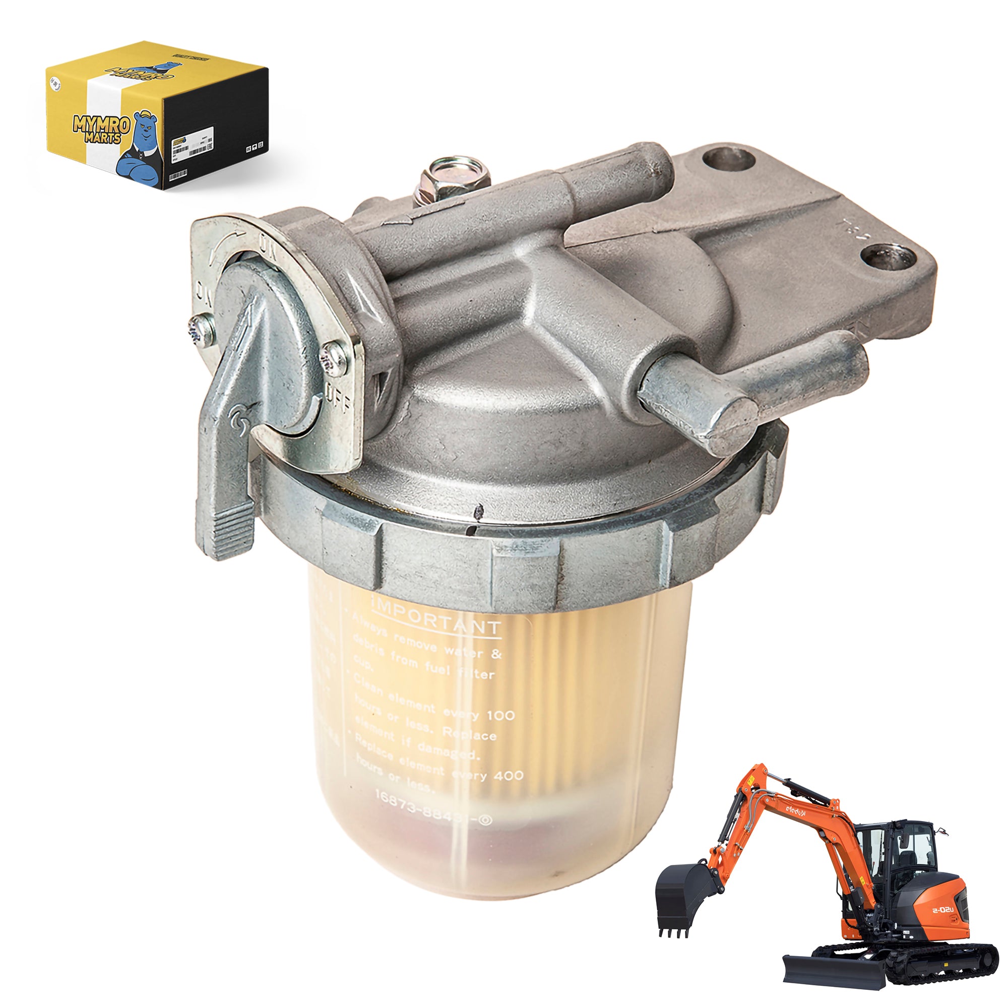 Fuel Filter Water Separator Assembly 1G350-43010 for Kubota U35 KX161-3 KX71-3 Excavator