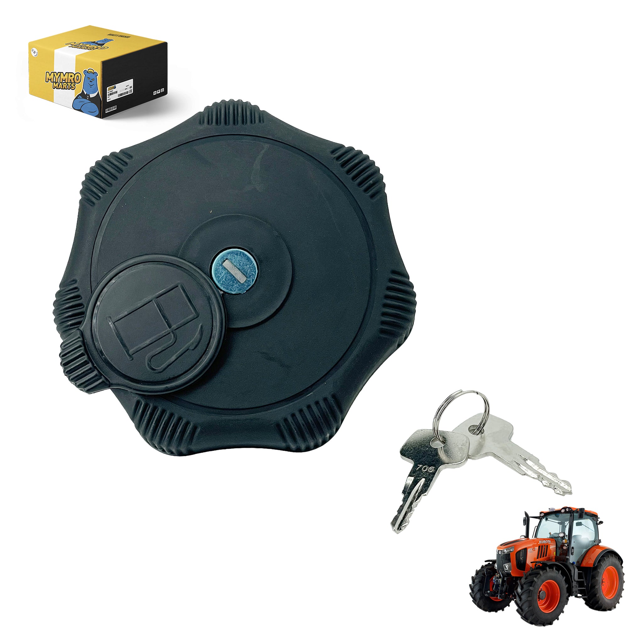 Fuel Tank Cap With 2 Keys R5511-51120 for Kubota KX018-4 KX033-4 KX057-4 Excavators SVL65-2 SVL75-2 SVL95-2 Track Loaders R530 R540 R630 Wheel Loaders