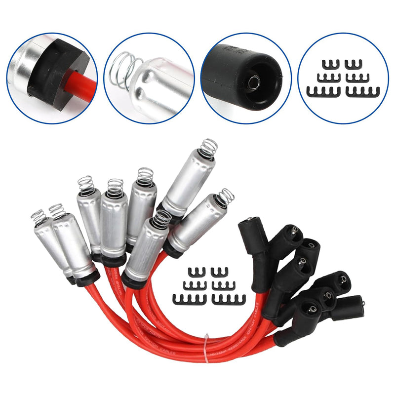 Cargue la imagen en el visor de la galería, Set of 8 Round Ignition Coil UF414 C1512 UF414 D514A + Spark Plug Wire 748UU Set