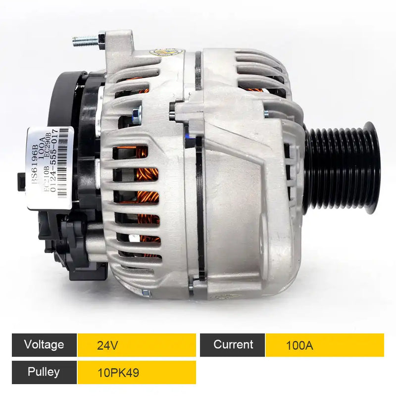 Afbeelding laden in Galerijviewer, Alternator 0124-555-017 11170321 for VOLVO D4D for VOLVO EC135B, EC140B, EC140C EC210 290 - Electrical Parts > Alternator from MyMROmarts