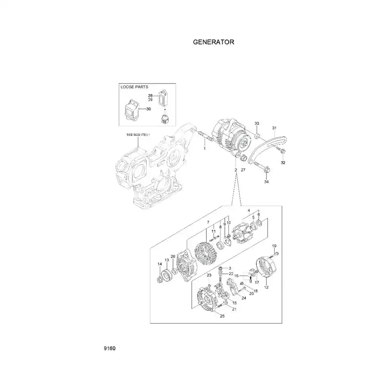 Load image into Gallery viewer, Alternator XJAU-00848 XJAU-00261 For Hyundai Excavator R35Z-7 R35Z-7A R35Z-9 R55-7 R55W-7 from MyMROmarts