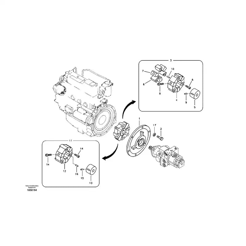 Cargue la imagen en el visor de la galería, Coupling Assembly 14522374 for Volvo Excavator EC55B EC55C EC60C EW55B - Hydraulic Parts > Hydraulic Coupler from MyMROmarts