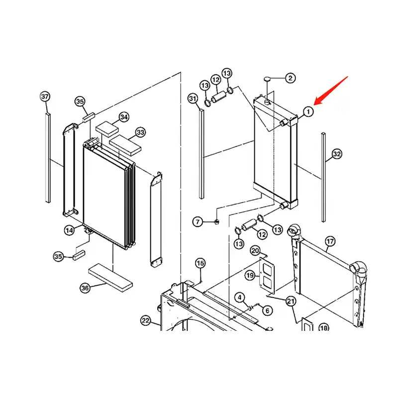 Load image into Gallery viewer, Water Tank Engine Radiator Core ASSY 4655008 for John Deere Excavator 450DLC from MyMROmarts