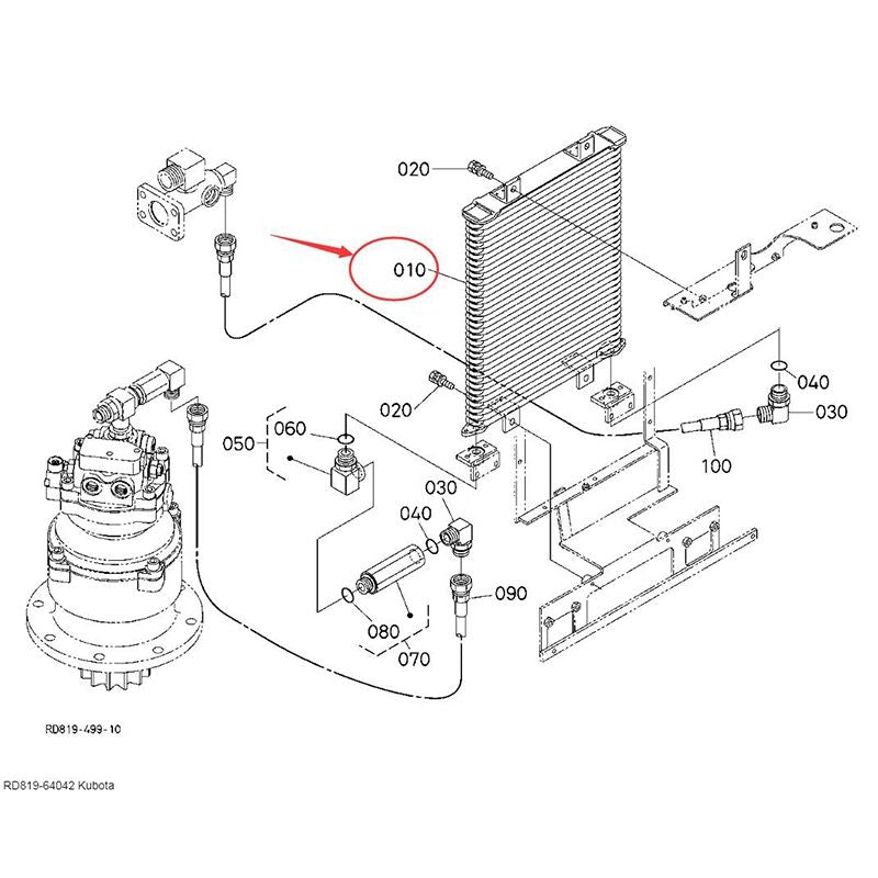 Load image into Gallery viewer, Oil Cooler RD819-64042 for Kubota KX080 Excavator - Engine Parts > Cooling System > Oil Cooler from MyMROmarts