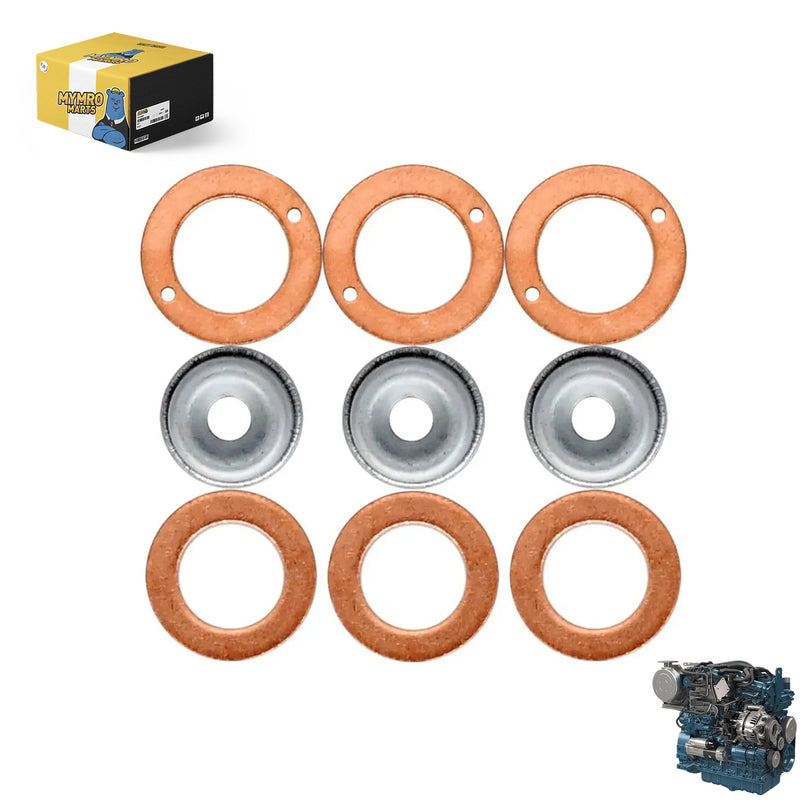 Afbeelding laden in Galerijviewer, 3 Cylinder Injector Seal Kit with Heat Shield 19077-53650 for Kubota Engine D662 D722 from MyMROmarts