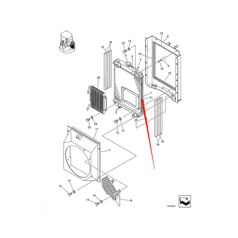 Water Tank Engine Radiator Core ASSY PV05P00006F1 for Case Excavator CX25 CX36