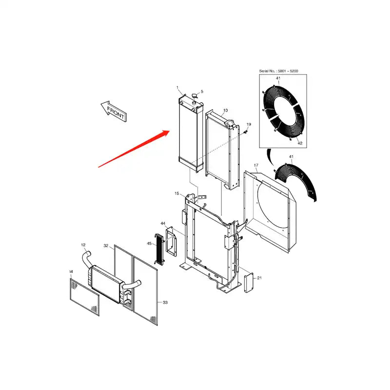 Load image into Gallery viewer, Water Tank Engine Radiator K1008126 for Doosan Excavator DX225LC DX190W DX210W DX225NLC from MyMROmarts