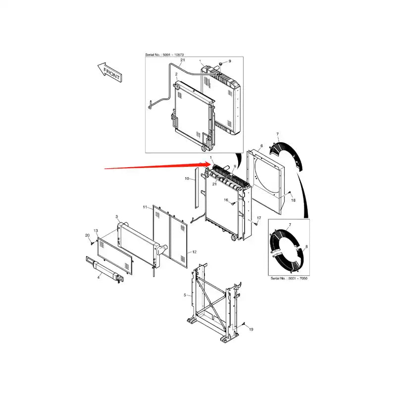 Load image into Gallery viewer, Water Tank Engine Radiator 202-00135B 202-00126B 202-00126C for Doosan Excavator DX300LC DX300LL from MyMROmarts