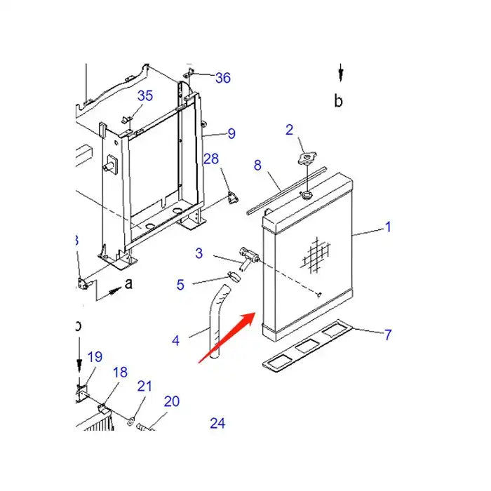 Conjunto de núcleo de radiador de motor de tanque de agua 203-03-65610 para excavadora Komatsu PC100-6 PC120-6Z PC130-6
