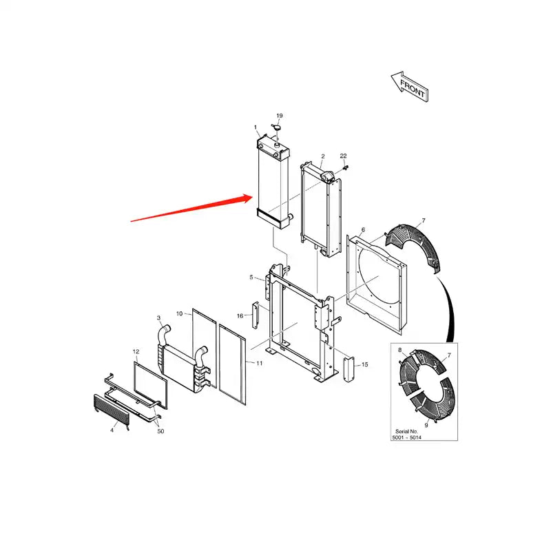 Load image into Gallery viewer, Water Tank Engine Radiator K9004261 for Doosan Excavator DX140W DX180LC from MyMROmarts