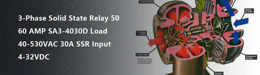 3-Phase Solid State Relay 50 60 AMP SA3-4030D Load 40-530VAC 30A SSR Input 4-32VDC
