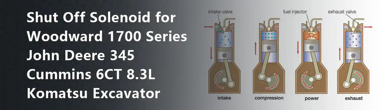 Shut Off Solenoid for Woodward 1700 Series John Deere 345 Cummins 6CT 8.3L Komatsu Excavator