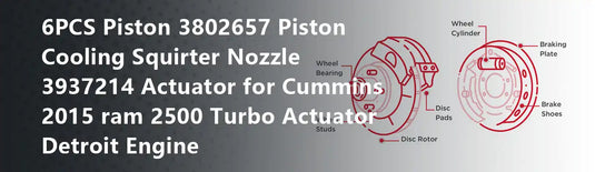 6PCS Piston 3802657 Piston Cooling Squirter Nozzle 3937214 Actuator for Cummins 2015 ram 2500 Turbo Actuator Detroit Engine