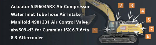 Actuator 5496045RX Air Compressor Water Inlet Tube hose Air Intake Manifold 4981331 Air Control Valve abv509-d3 for Cummins ISX 6.7 6cta 8.3 Aftercooler