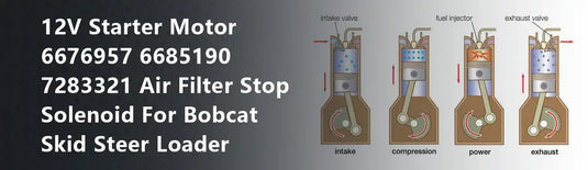 12V Starter Motor 6676957 6685190 7283321 Air Filter Stop Solenoid For Bobcat Skid Steer Loader