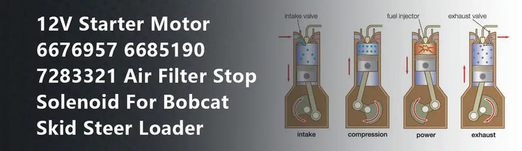 12V Starter Motor 6676957 6685190 7283321 Air Filter Stop Solenoid For Bobcat Skid Steer Loader