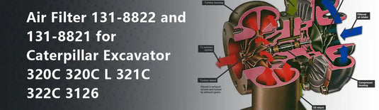 Air Filter 131-8822 and 131-8821 for Caterpillar Excavator 320C 320C L 321C 322C 3126