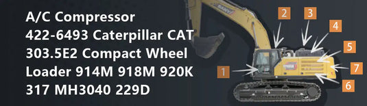 A/C Compressor 422-6493 Caterpillar CAT 303.5E2 Compact Wheel Loader 914M 918M 920K 317 MH3040 229D