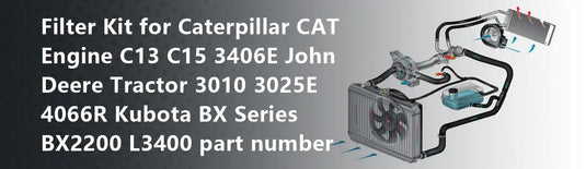 Filter Kit for Caterpillar CAT Engine C13 C15 3406E John Deere Tractor 3010 3025E 4066R Kubota BX Series BX2200 L3400 part number