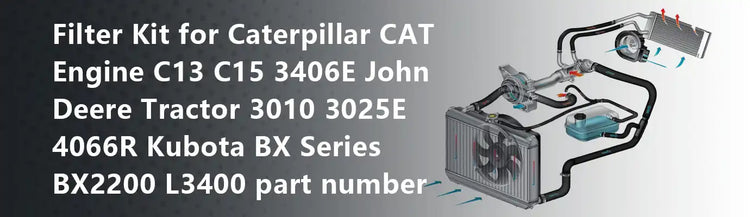 Filter Kit for Caterpillar CAT Engine C13 C15 3406E John Deere Tractor 3010 3025E 4066R Kubota BX Series BX2200 L3400 part number