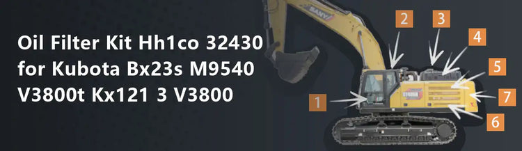 Oil Filter Kit Hh1co 32430 for Kubota Bx23s M9540 V3800t Kx121 3 V3800