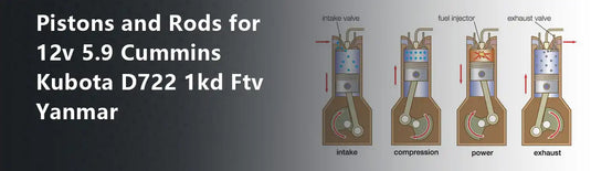 Pistons and Rods for 12v 5.9 Cummins Kubota D722 1kd Ftv Yanmar