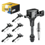 6PCS Ignition Coil UF349 C1406 & Double Iridium Spark Plug 224018H515 For Nissan Altima Maxima Murano Frontier Quest XTERRA Pathfinder NV1500 NV2500 NV3500/Infiniti l35 QX4/Suzuki Equator V6 - Electrical Parts > Other Electrical Parts > Solenoid Valve Coil from MyMROmarts