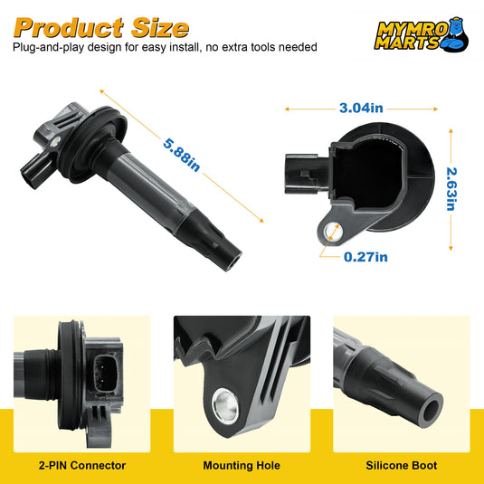 Set of 6 Ignition Coil UF553 DG520 for 3.5 3.7 V6 For Ford Mazda Edge Explorer F150 Taurus Flex Lincoln MKZ MKS MKX CX9 2007-2016 - Electrical Parts > Other Electrical Parts > Solenoid Valve Coil from MyMROmarts
