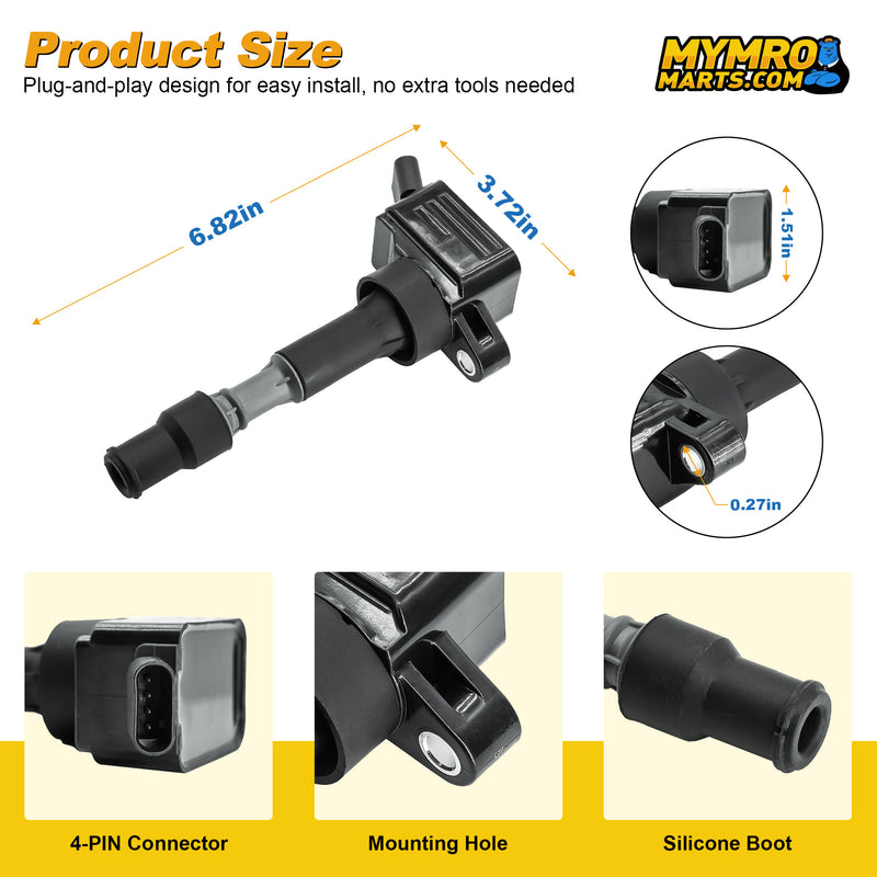 Load image into Gallery viewer, 4Pcs Ignition Coil Pack UF816 and Spark Plug 93175 Compatible with Hyundai Elantra Kona Sonata Veloster with 2.0L L4 - Electrical Parts &gt; Other Electrical Parts &gt; Solenoid Valve Coil from MyMROmarts

