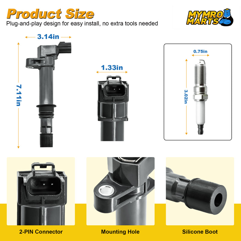 Cargue la imagen en el visor de la galería, Set of 6 lgnition Coil Pack UF270 and lridium Spark Plug Compatible with Dodge Jeep Mitsubishi Liberty Grand Cherokee Raider Commander Nitro Durango Dakota 3.7L V6 - Electrical Parts &gt; Other Electrical Parts &gt; Solenoid Valve Coil from MyMROmarts

