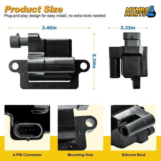 Set of 8 Ignition Coils Pack UF271 C1208 D581 for 4.8L 5.3L 6.0L For Chevy Avalanche Silverado Tahoe GMC Sierra Yukon 1500 2500 3500 Hummer H2 Cadillac Escalade V8 - Electrical Parts > Other Electrical Parts > Solenoid Valve Coil from MyMROmarts