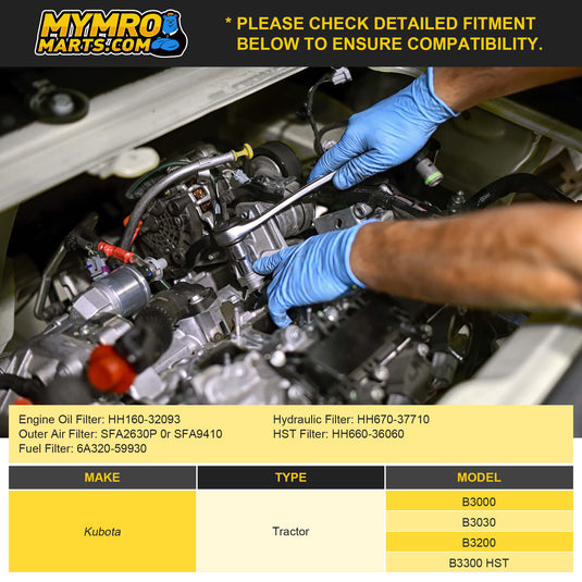 Filter Kit HH160-32093 SFA2630P SFA9410 6A320-59930 HH670-37710 HH660-36060 for Kubota B3000 B3030 B3200 B3300 HST - Engine Maintenance Parts > Filter Kits from MyMROmarts