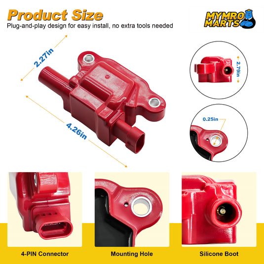 Set of 8 Ignition Coil Pack 12611424 12570616 D510C UF413 For Chevy Cadillac GMC Pontiac 5.3L 6.0L V8 Engine G8 Grand Prix H3 Silverado Tahoe Yukon Impala - Electrical Parts > Other Electrical Parts > Solenoid Valve Coil from MyMROmarts